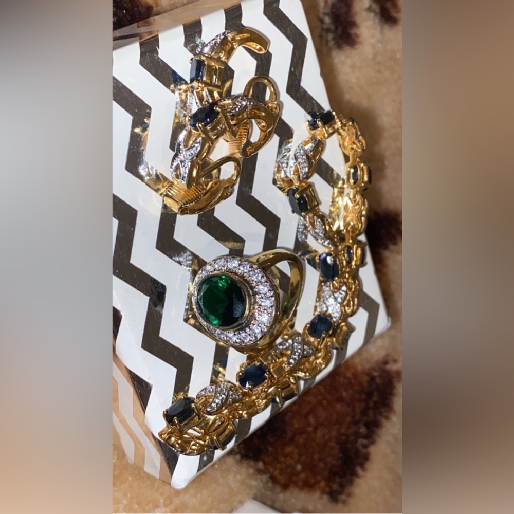 Women Jewelry Gold Over Sterling Silver Green